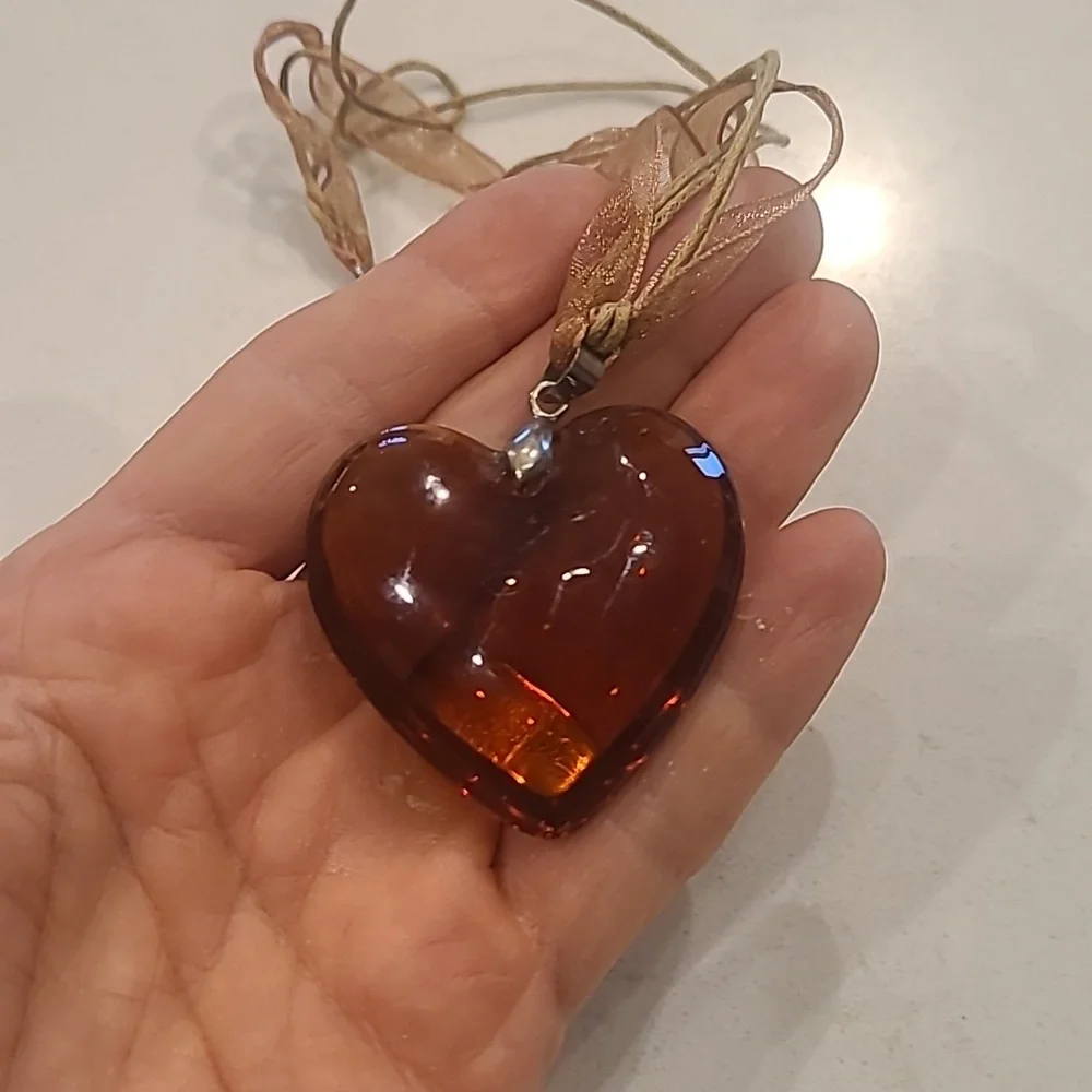 Brown Glass Heart Pendant